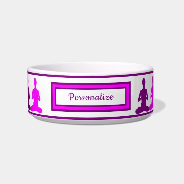 Écuelle Médaille Zen Yoga rose violet Nouvel Âge Chat Chie (Devant)