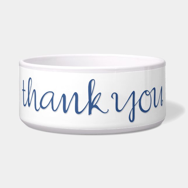 Écuelle Merci bleu cursive Pet Bowl (Devant)