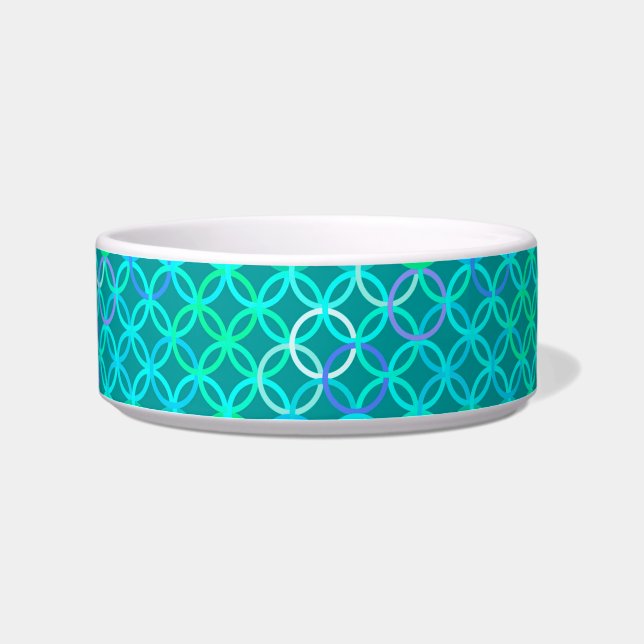 Écuelle Midcentury Modern Circles, turquoise et aqua (Gauche)