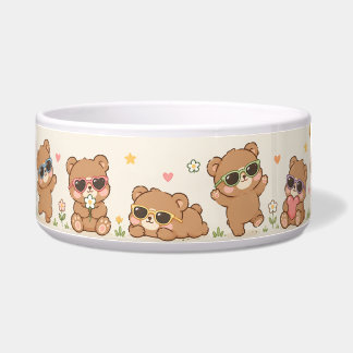 Écuelle Mignons ours en peluche avec motif de lunettes de