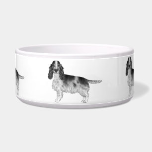 Écuelle Modèle de Cocker Spaniel Anglais en Noir et Blanc