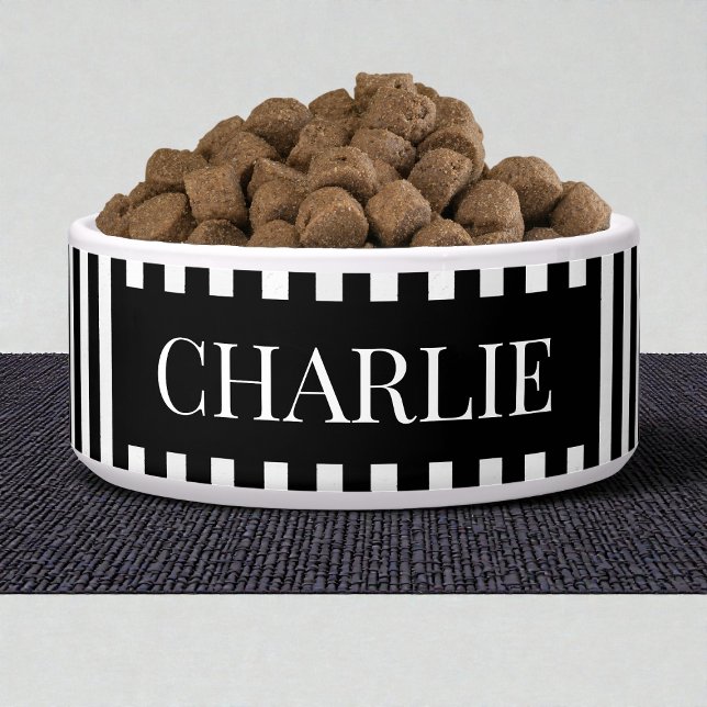 Écuelle Modern Black Stripes Pattern Personalized Dog Pet (Modern Black Stripes Pattern Personalized Dog Pet Bowl)