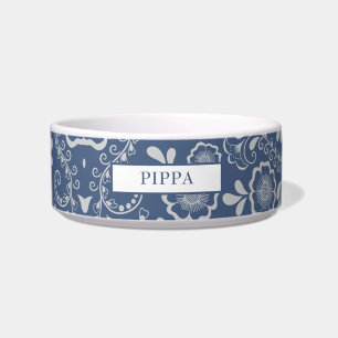 Écuelle Moderne argent et floral bleu