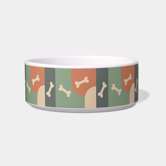 Écuelle Moderne Funky Chien Sage Os Terracotta Tan Pet Bow (Devant)