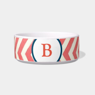 Écuelle Monogrammé, chevron rouge, bleu blanc