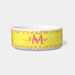 Écuelle Monogramme customisé Os de chien Cartoon Jaune