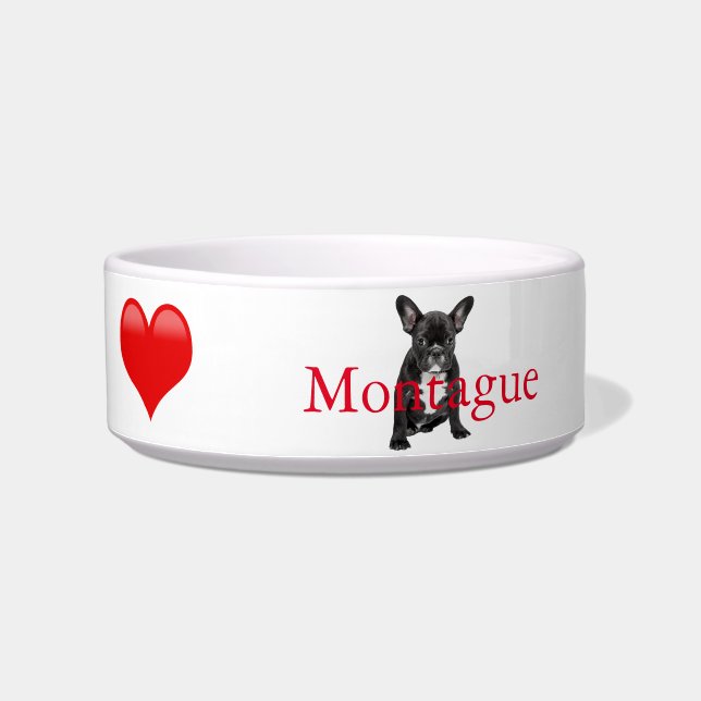 Écuelle Monogramme français Bulldog J'aime mon chien migno (Gauche)