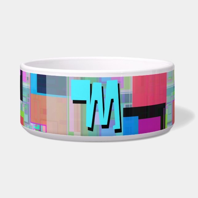 Écuelle Monogramme géométrique coloré inspiré des années 9 (Devant)