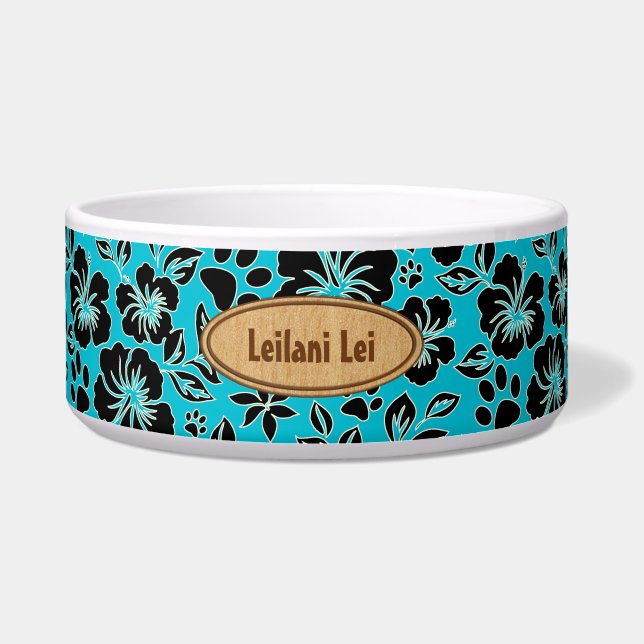 Écuelle Monogramme hawaïen Teal de ketmie de patte de (Devant)