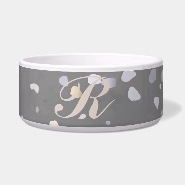 Écuelle Monogramme Moderne Gris Terrazzo (Devant)