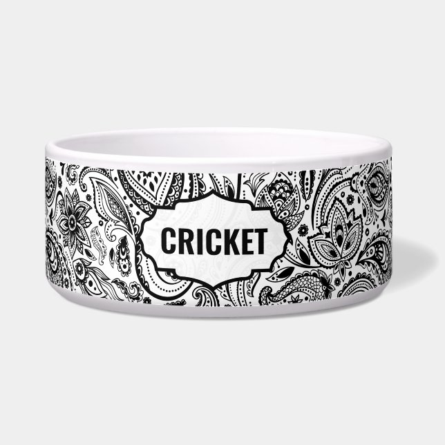 Écuelle Monogramme Motif Paisley noir et blanc (Devant)