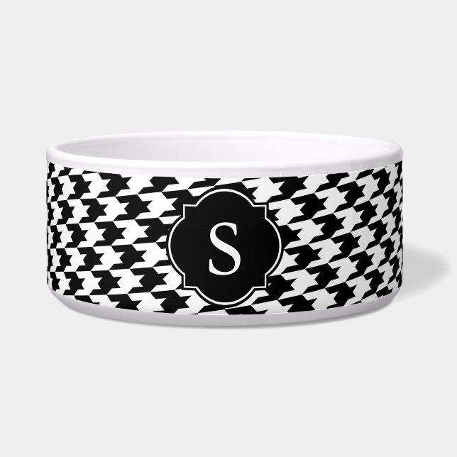 Écuelle Monogramme noir et blanc Houndstooth Gros bol de c (Devant)