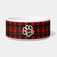 Monogramme Nom Patte Cœur Tartan pour Animaux de