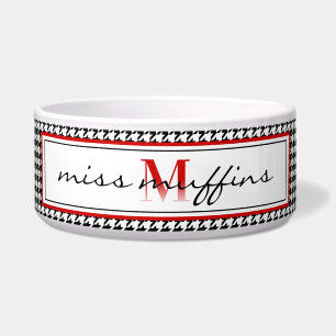 Écuelle Monogramme Ombre + Houndstooth Rouge Noir & Blanc