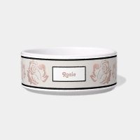 Monogramme or Rose fantaisie bol pour animaux de c