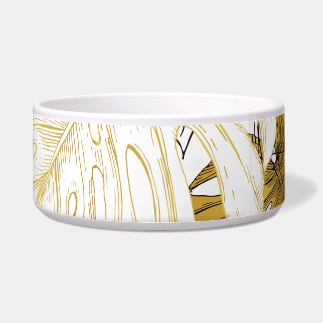 Écuelle Monstera Feuilles : Blanc doré (Devant)