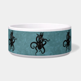 Écuelle Monstre de mer bleu et noir Kraken avec navire