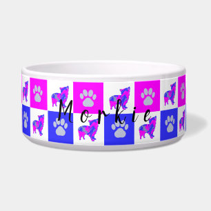 Écuelle Morkie Terrier Chien & Paw Hot Pink & Blue Pet Pet