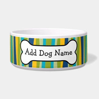 Écuelle Motif bleu et citron vert avec os de chien
