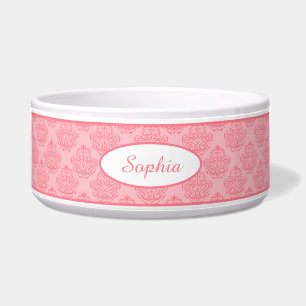 Écuelle Motif Damas Décoratif Rose Avec Nom Personnalisé