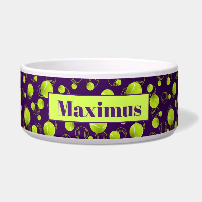 Écuelle Motif de balle de tennis jaune violet (Devant)
