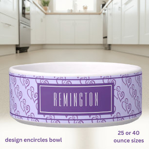Écuelle Motif de cœur lié violet sur personnalisé violet