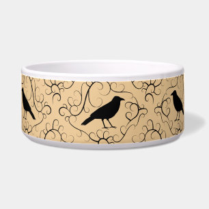 Écuelle Motif de fantaisie avec des corneilles. Noir et