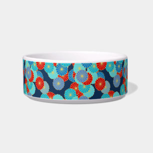 Écuelle Motif de fleurs Art Déco - bleu, turquoise et roug