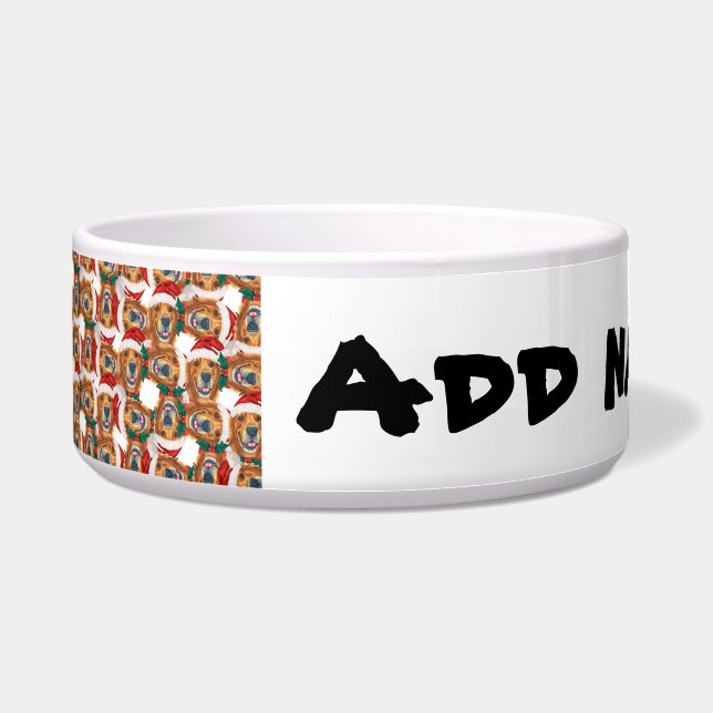 Écuelle Motif de Noël avec visage de Golden Retriever doré (Devant)