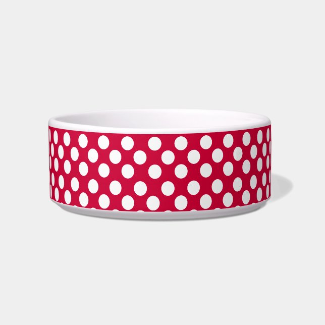 Écuelle Motif de point blanc de polka sur la cuvette rouge (Devant)