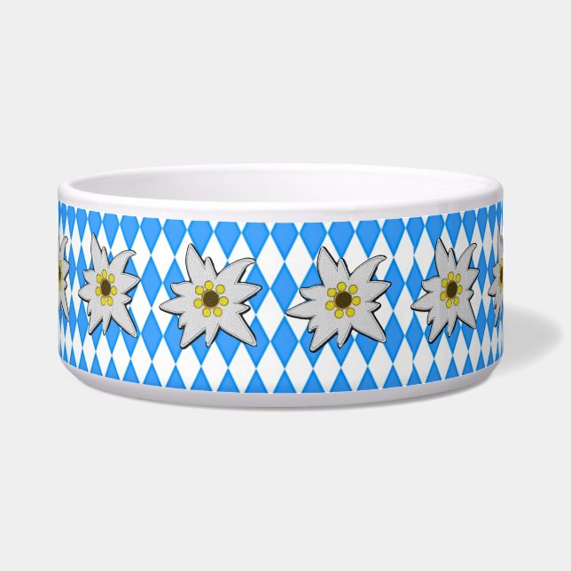 Écuelle Motif Diamant bleu et blanc avec Edelweiss (Devant)
