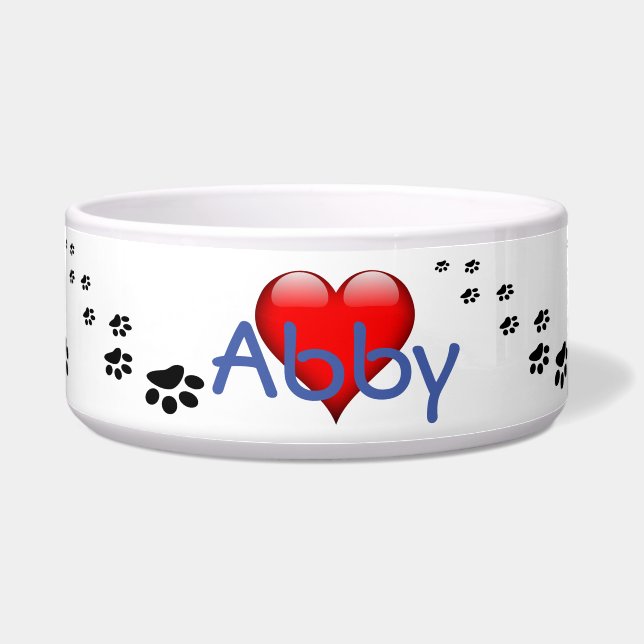 Écuelle Motif Empreinte de patte personnalisé Pet Nam (Devant)