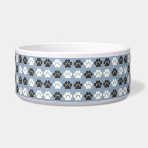 Écuelle Motif Empreintes de Pattes Argent Bleu