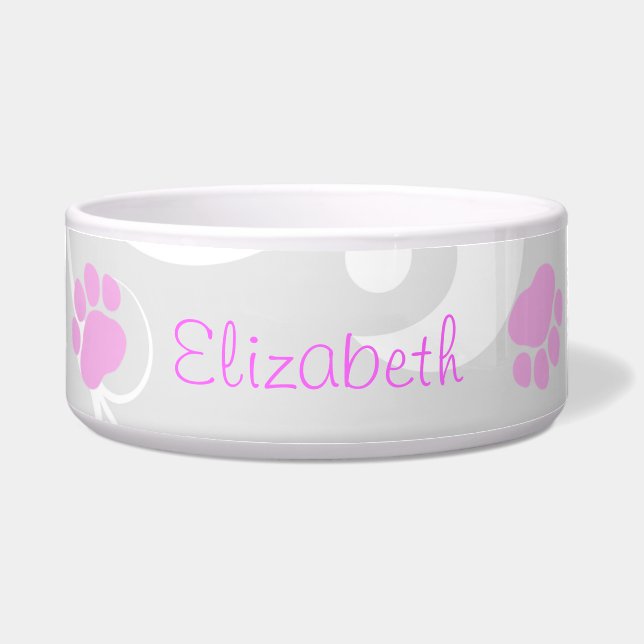 Écuelle Motif Empreintes, Pattes de Chien, Pattes Roses, V (Devant)