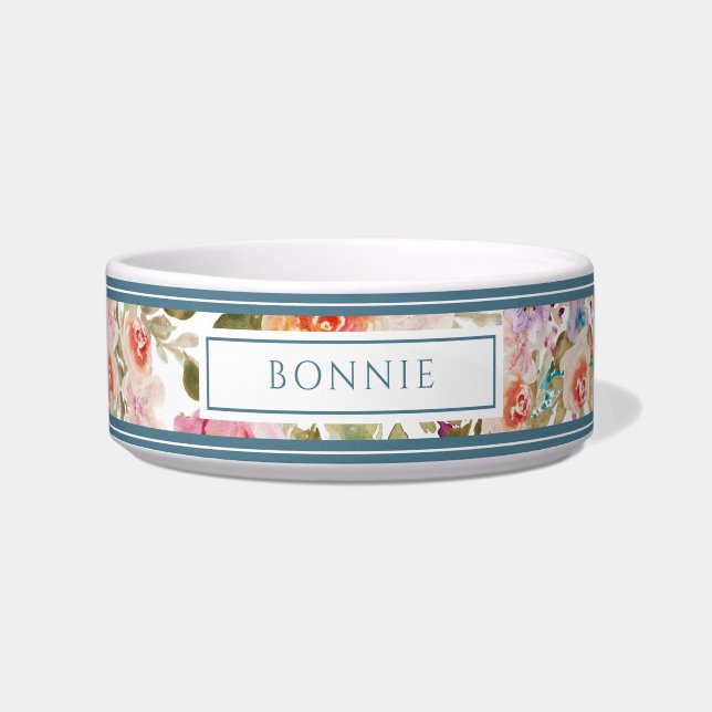 Écuelle Motif floral Animaux personnalisés (Devant)