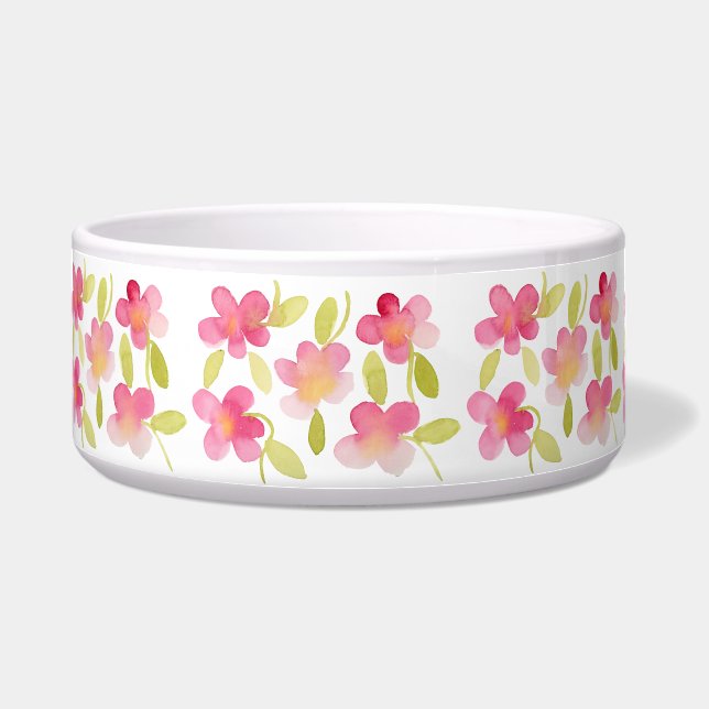 Écuelle Motif floral rose d'aquarelle (Devant)