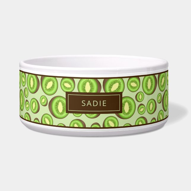 Écuelle Motif Kiwifruit Vert Et Brown Avec Nom Personnalis (Devant)
