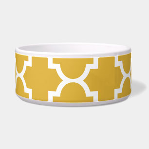 Écuelle Motif marocain blanc de Quatrefoil d'or