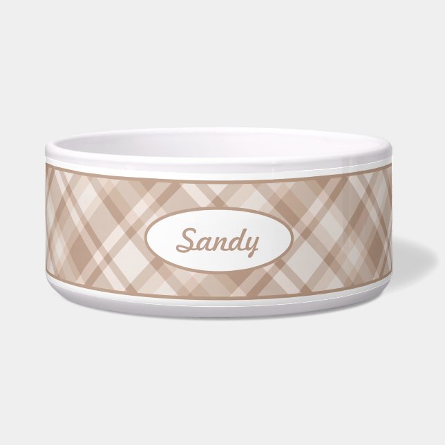Écuelle Motif Plaid Beige Avec Nom Personnalisé De L'Anima (Devant)