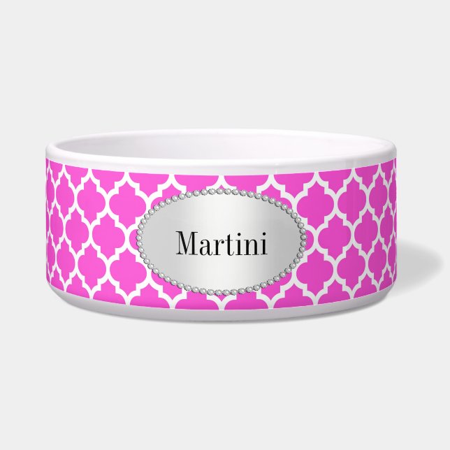 Écuelle Motif Quatrefoil Marocain Rose chaud #5 (Devant)