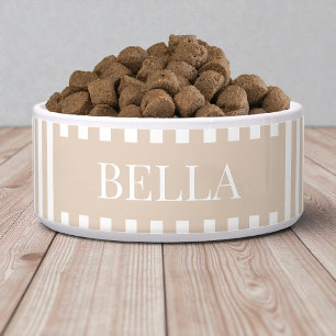 Écuelle Motif rayures beige moderne pour chien personnalis