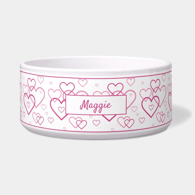 Écuelle Motif rose En Formes De Coeur Avec Nom Personnalis (Devant)