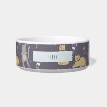 Motif sans couture Chats dans l'espace Nom personn