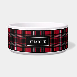 Écuelle Motif Tartan Rouge Et Noir Avec Nom