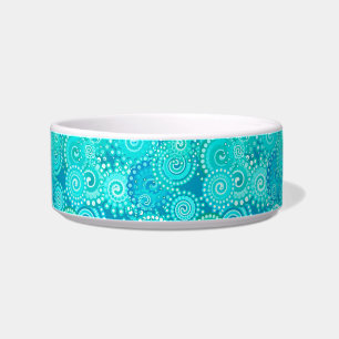 Écuelle Motif tourbillon fractal, nuances bleu océan