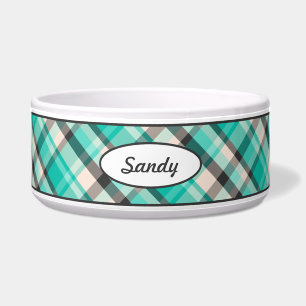 Écuelle Motif turquoise, Crème Et Gris Foncé Avec Nom