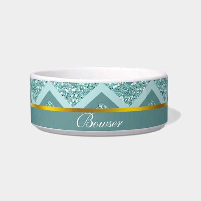 Écuelle Motif ZigZag Parties scintillant Turquoise (Devant)