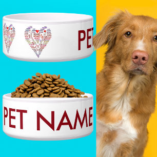 Écuelle Mots de coeur Valentine's Ajouter Nom Chien ou Cha