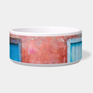 Écuelle Mur, porte et fenêtre rouge, bleu et gris
