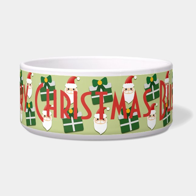 Écuelle Noël Père Noël Red Green Festive Personnaliser ani (Devant)
